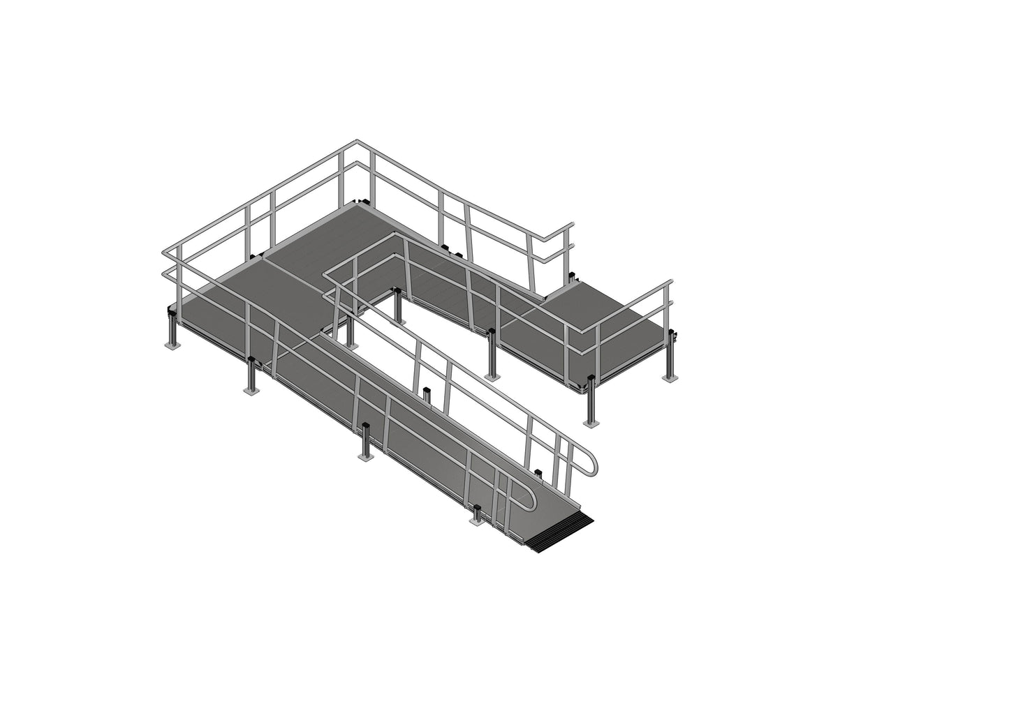 U-Shaped Wheelchair Ramp Kit With 5' Platforms