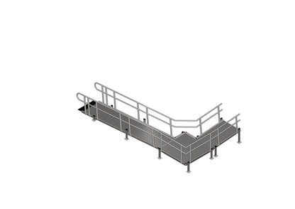 L-Shaped Wheelchair Ramp with 5ft Turn Platform